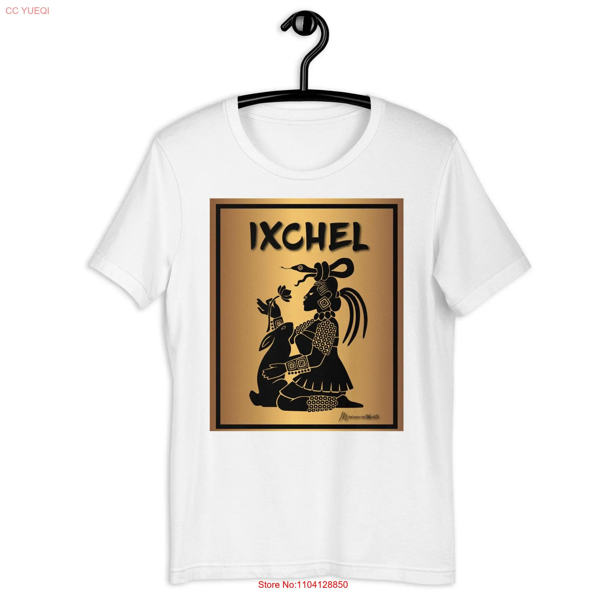 Ixchel Gold Mayan moon goddess t shirt long or short sleeves