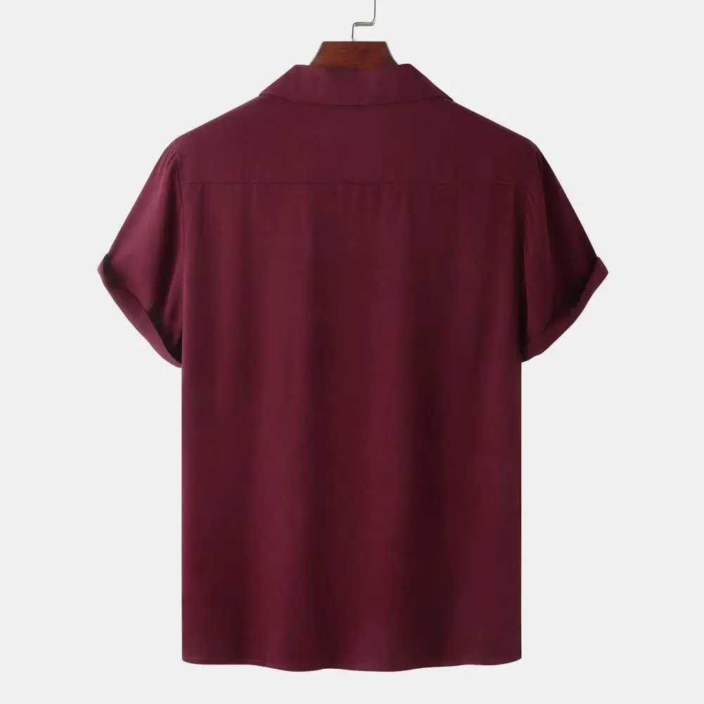 Chemise à Manches Courtes pour Homme Vêtement de Travail Fin, Fermeture à lèvent, Couleur Unie, Décontracté, Touché de Peau, Été