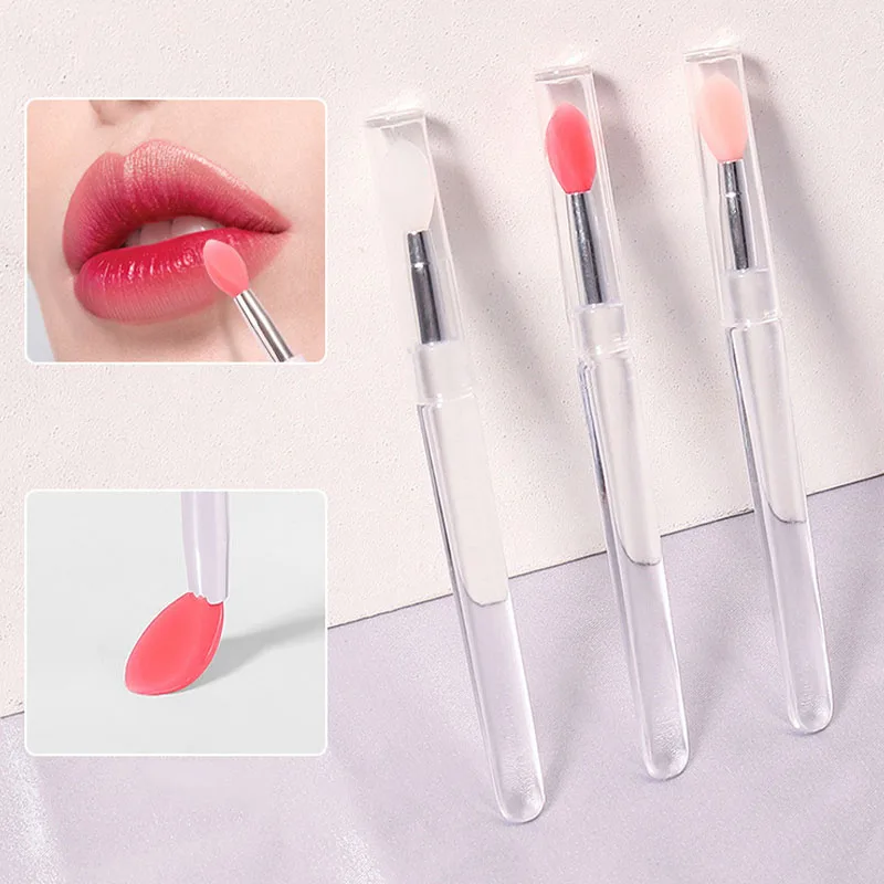 20/30/50PCS Portable Soft Silicone Lip Balm Brush With Cover Multifunctional Applicator Lipstick Lipgloss Reusable Makeup Tools