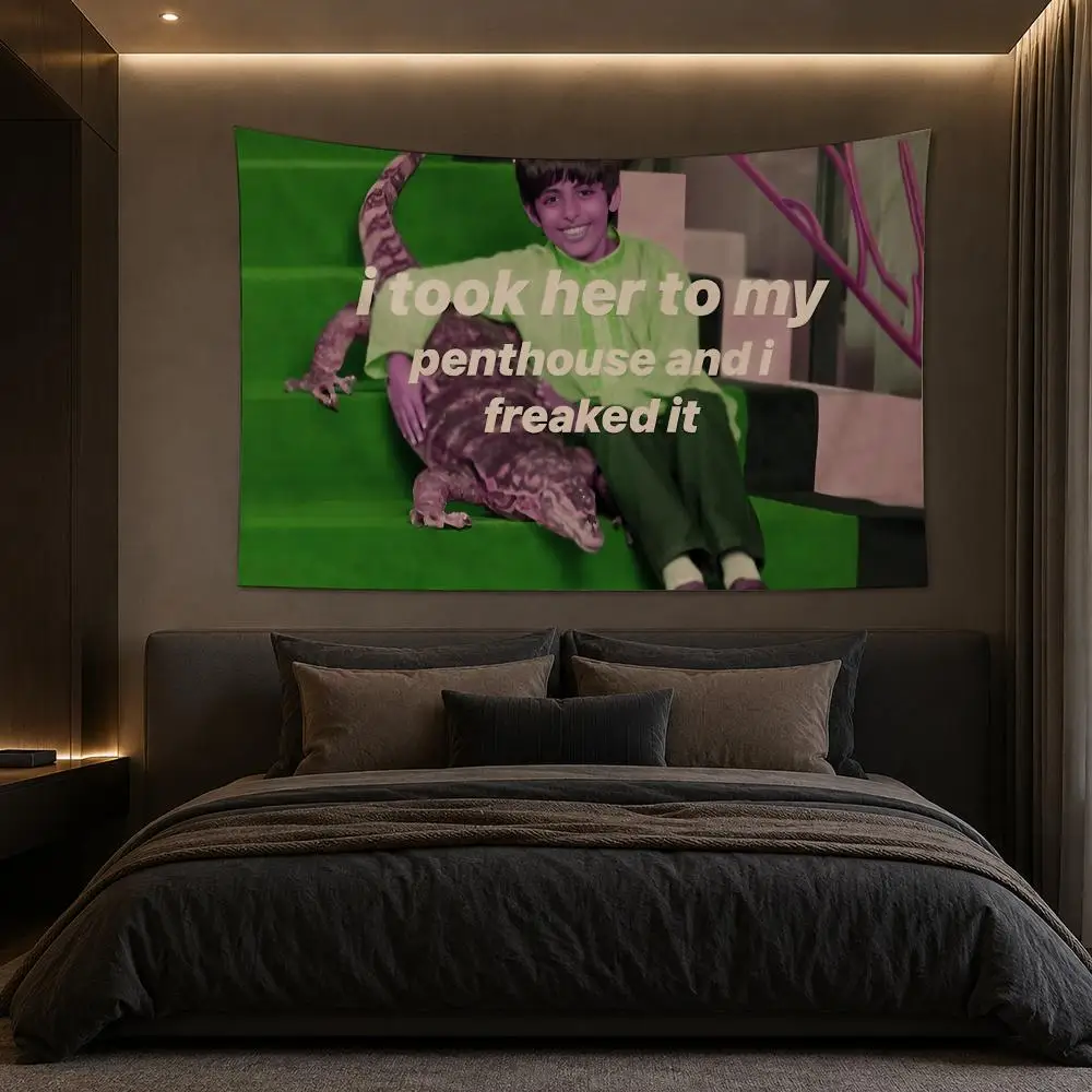 The Boy Holding A Crocodile Tapestry Bedroom Living Room Bar Party House Home Dorm Interior Wall Decor Background Banner
