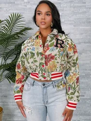 2025 Printed Casual Long Sleeve Jacket Woman Bomber Jacket Women Colorblock Coat Women Autumn Spring New Sports Style