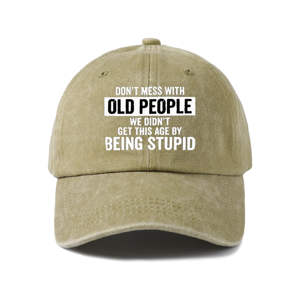 Don'T Mess With Old People We Graphic Vintage Washed Baseball Cap, Adjustable Unisex Dad Hat, Weekend Gift