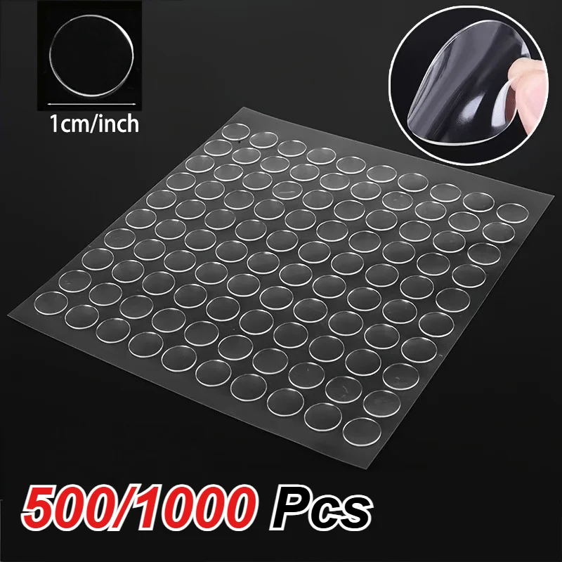 500/1000 PCS Invisible Circular Double-Sided Adhesive Dots Suitable for Multi-purpose Use Posters Party Balloon Decorations