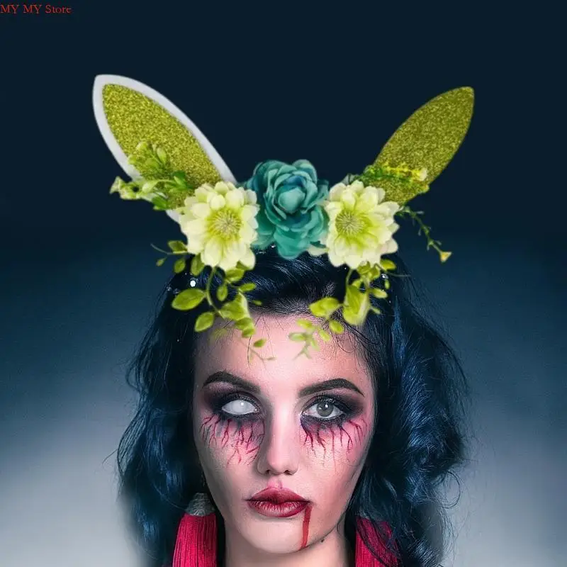 N1He Fantasy Role Play Headpiece Two Design Role Hare Ears verstelbaar Halloween Christmas Accessoire
