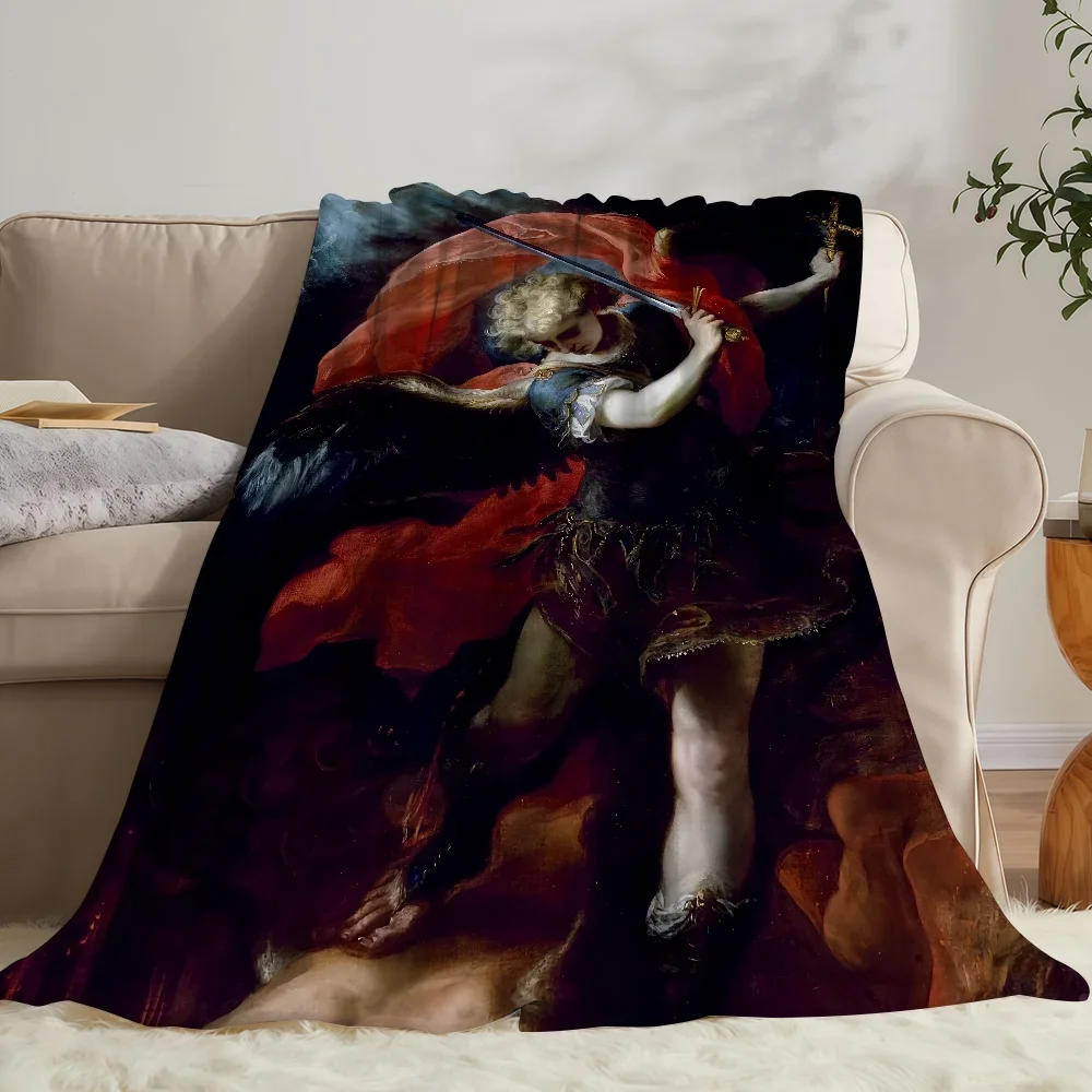 St Michael Archangel Angel Catholic Blanket Soft Warm And Thick Perfect For Bedroom Living Room Bed Sofa Camping Picnic Office