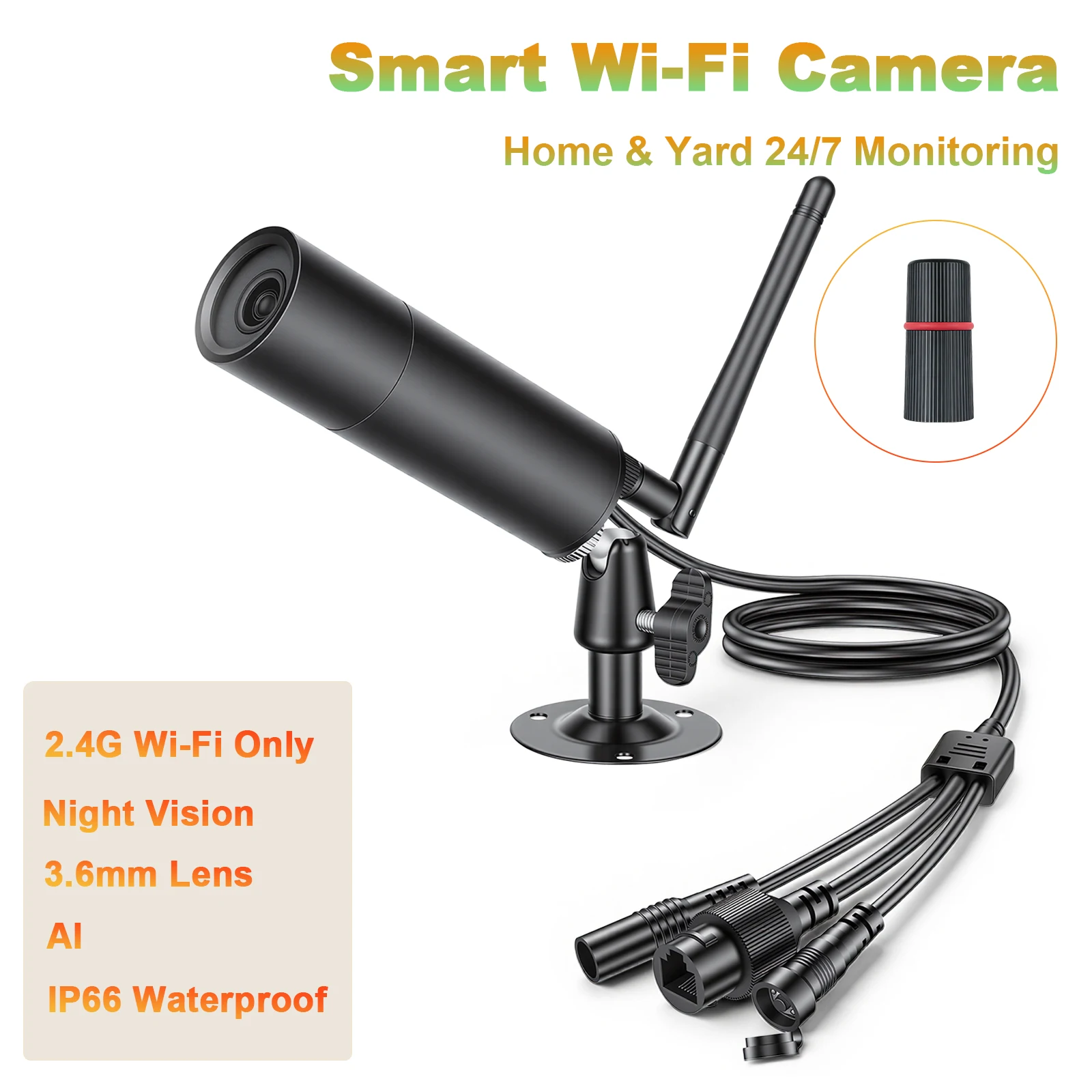 

5MP Wifi POE Camera 1080P Security Surveillance Full HD Video Recorder Night Vision Cylindrical IP Camera