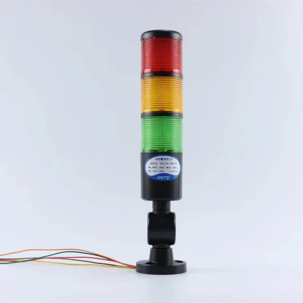 أسود 24 فولت برج الإشارة الصناعية السلامة كومة إنذار ضوء Led متعدد الطبقات طوي الجرس الحذر مصباح تحذير لآلات التصنيع باستخدام الحاسب الآلي