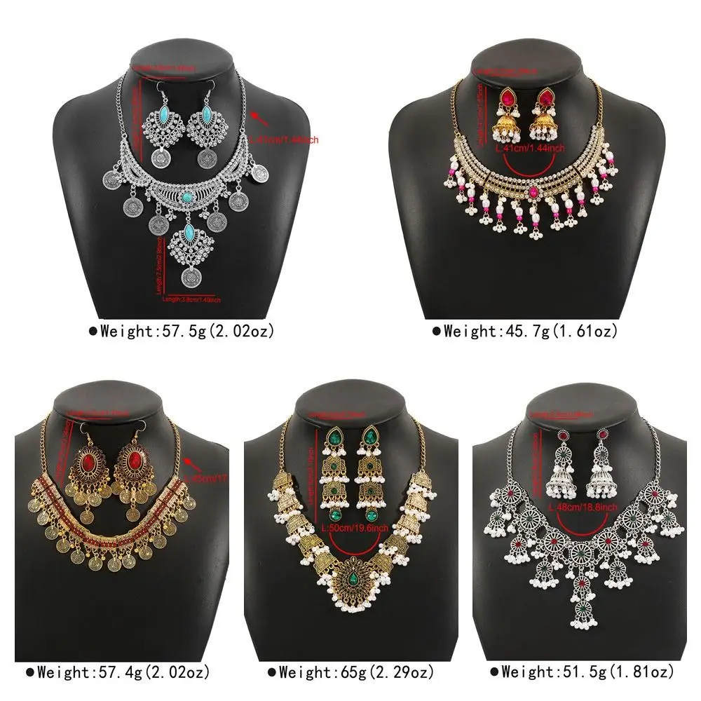 Koreanischen Stil Kristall Schmuck Set Böhmen Türkis Strass Quaste Ohrring Kopf Kette Ohrringe Funkelnde Halskette Hochzeit