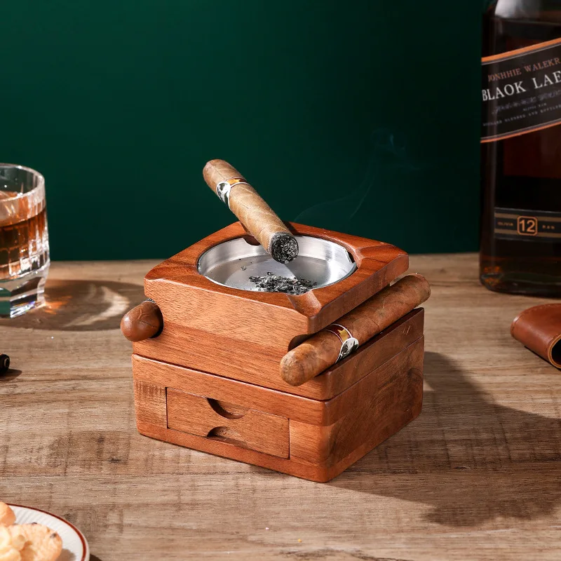 Household Detachable Cigar Ashtray Whisky Cup Holder with Drawer for Practical Ashtray Gift for Boyfriend portable ashtray