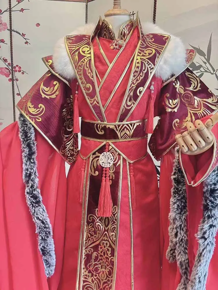 Customize Medieval Halloween Carnival Cosplay Costume For Men Oversized Chinese Vintage Hanfu Red Sets For Women Large Size 6XL