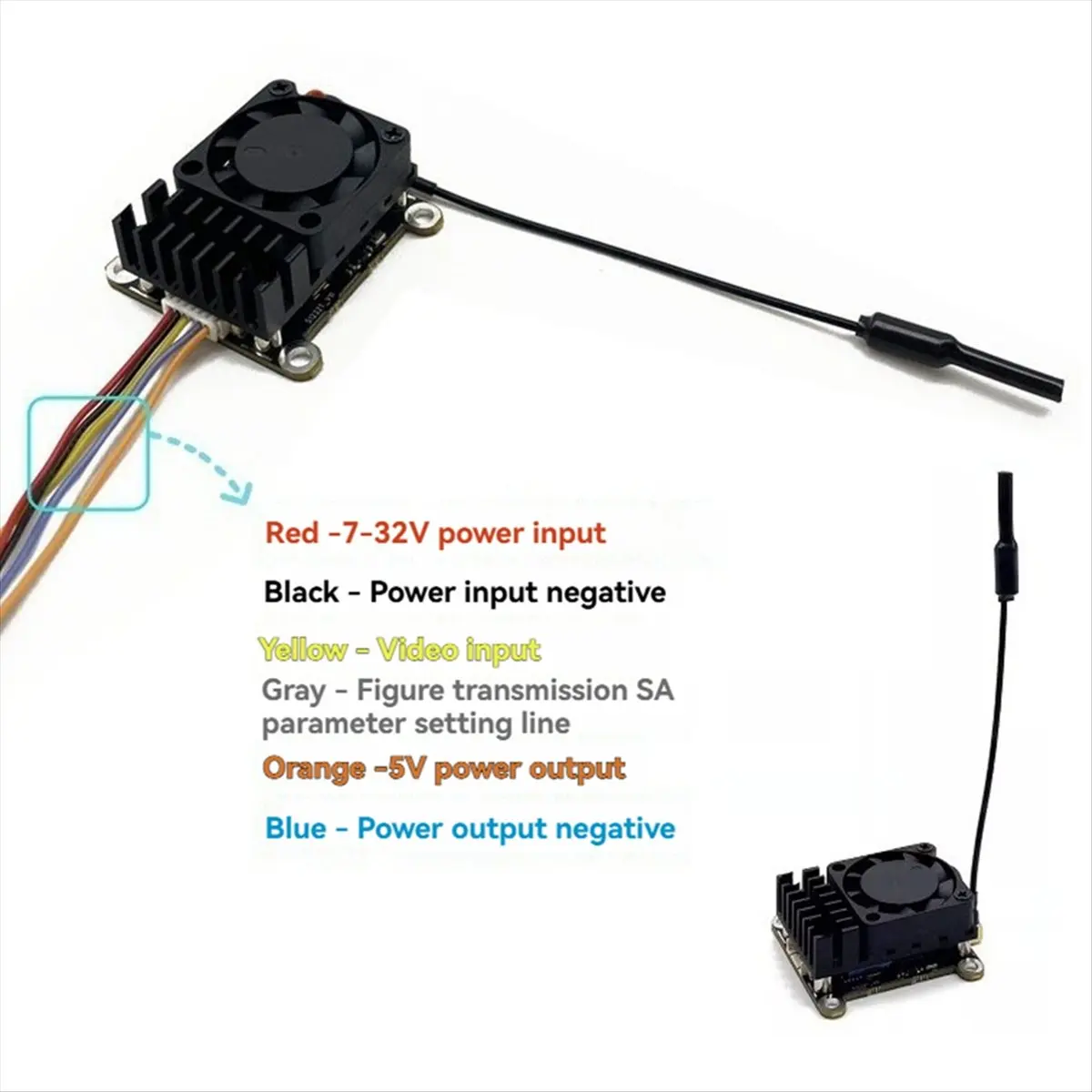 5.8G 2W VTX 2000mW FPV Video Transmitter Module Parameters Adjustable for FPV Long Range RC Drone-A57M view 5