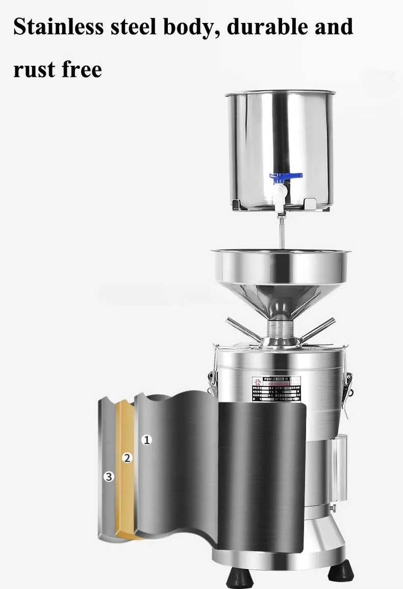 250KG/H Electric Soybean Milk Making Machine, Stainless Steel Soy Milk Maker Grinder with Bucket for Commercial Business Use