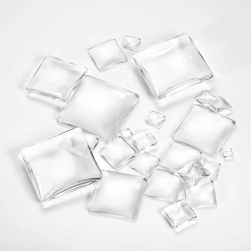 

Transparent square convex round transparent flat back glass convex round relief set DIY jewelry making supplies