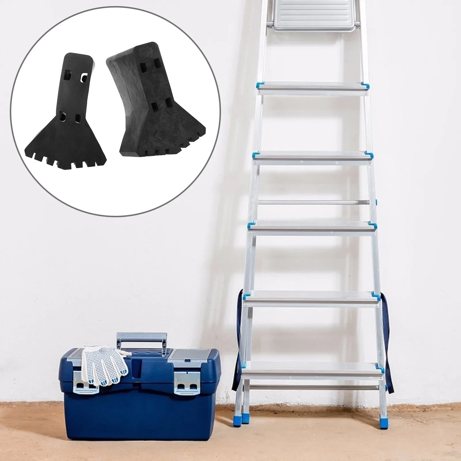 

2pcs Wear Resistant Ladder Feet Covers Non Slip Rubber Foot Protectors for Folding Ladders Black Leg Pad Replacement