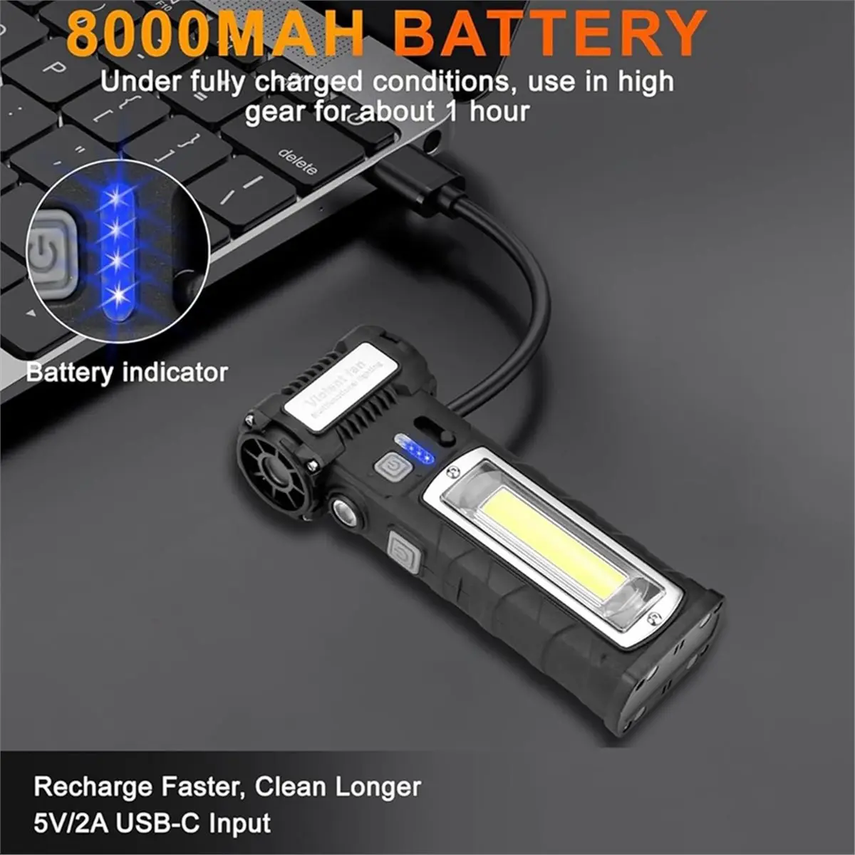 Digital Essentials Compressed Air Duster, 130000RPM Electric Air Duster with LED Light, Cordless Air Blower for PC, Keyboard, Ca