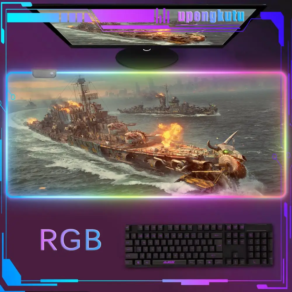 

Laptop Tanks Desk Mat pc Warships Long table mat RGB Computer Gamers Non-slip Rubber Game table mat Mat