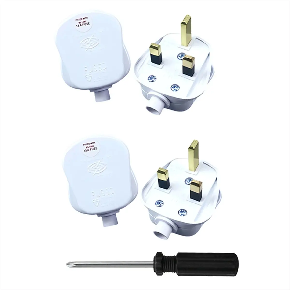 Special Offer-4Pcs UK 3-Pin AC Power Plugs with Fused Socket Adaptor Rewireable Male Connectors Extension Cord Cable UK Plug Whi