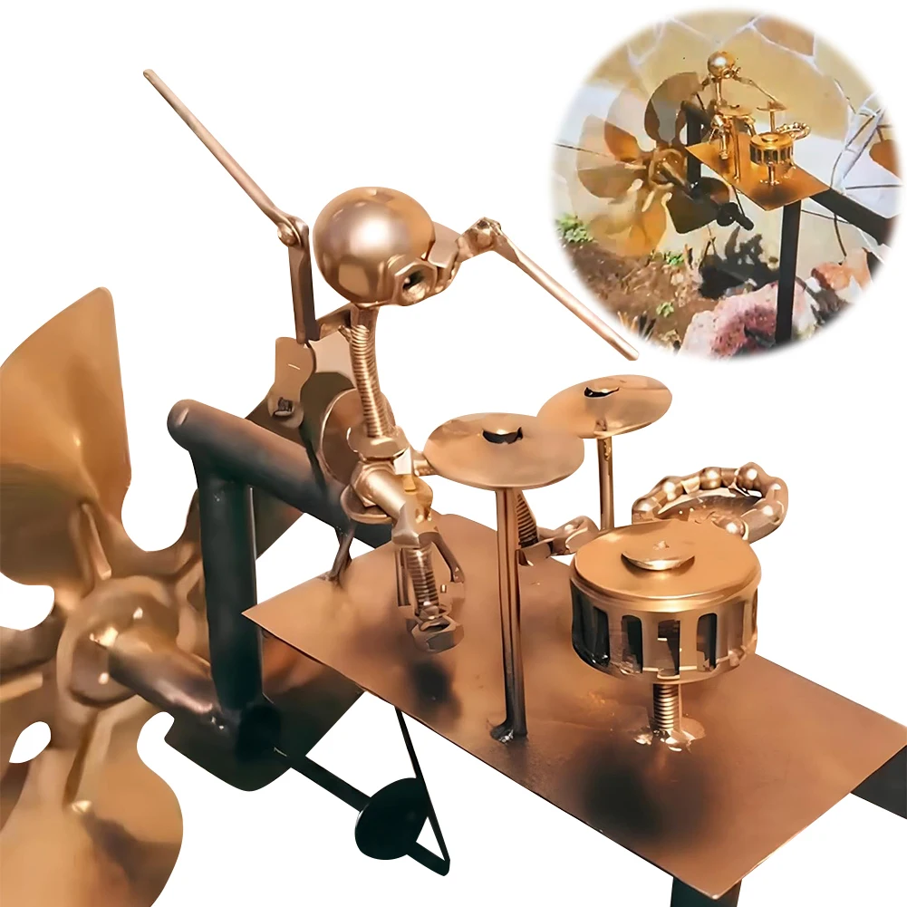 

Статуя барабанщика, многофункциональная металлическая фигурка перкуссиониста ручной работы, многоразовые музыкальные фигурки ветра для подарков другу