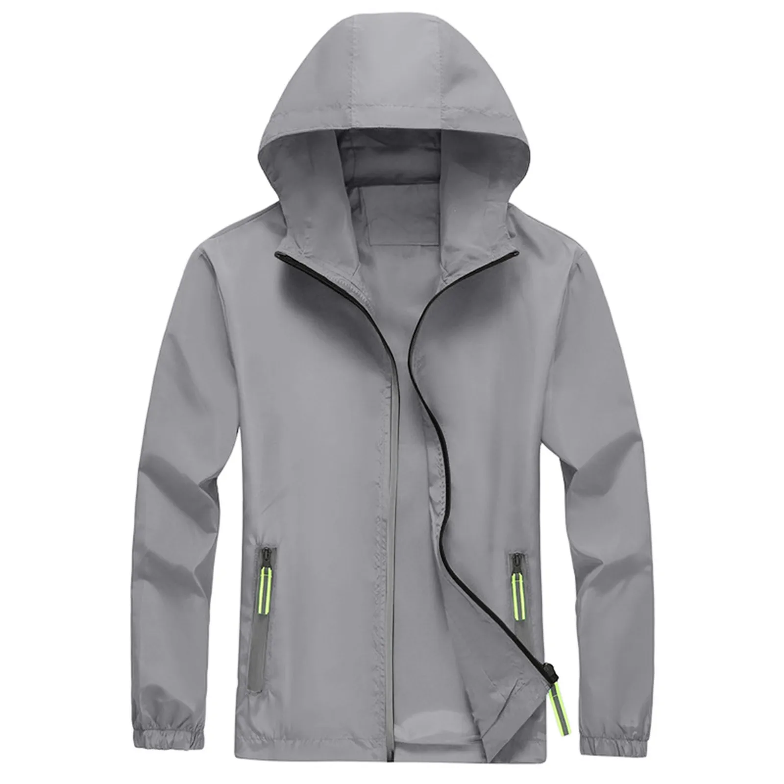 Men'S Winter Light and Solid Color Outdoor Loose Large-Sized Sun-Protective Clothing  Waterproof Windbreaker Jacket Fishing Camp