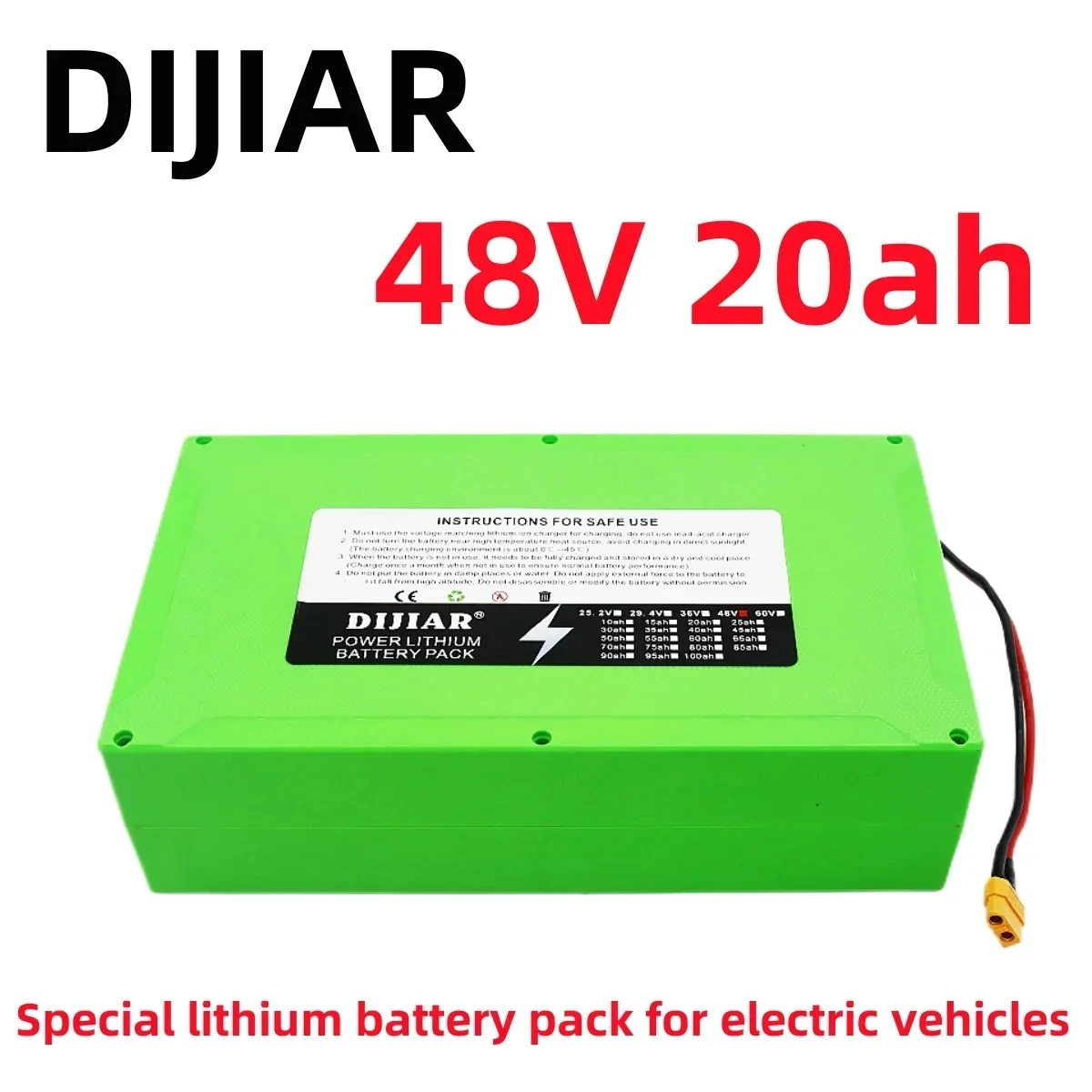 

48V20Ah new waterproof battery with outer shell, 48V20000mAh 18650 battery pack, suitable for 54.6V, 750W, 1000W built-in BMS