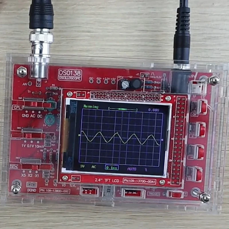 Osciloscopio Digital AT51 completamente ensamblado, pantalla LCD TFT de 2,4 pulgadas con Clip de prueba de sonda de cocodrilo, carcasa acrílica transparente