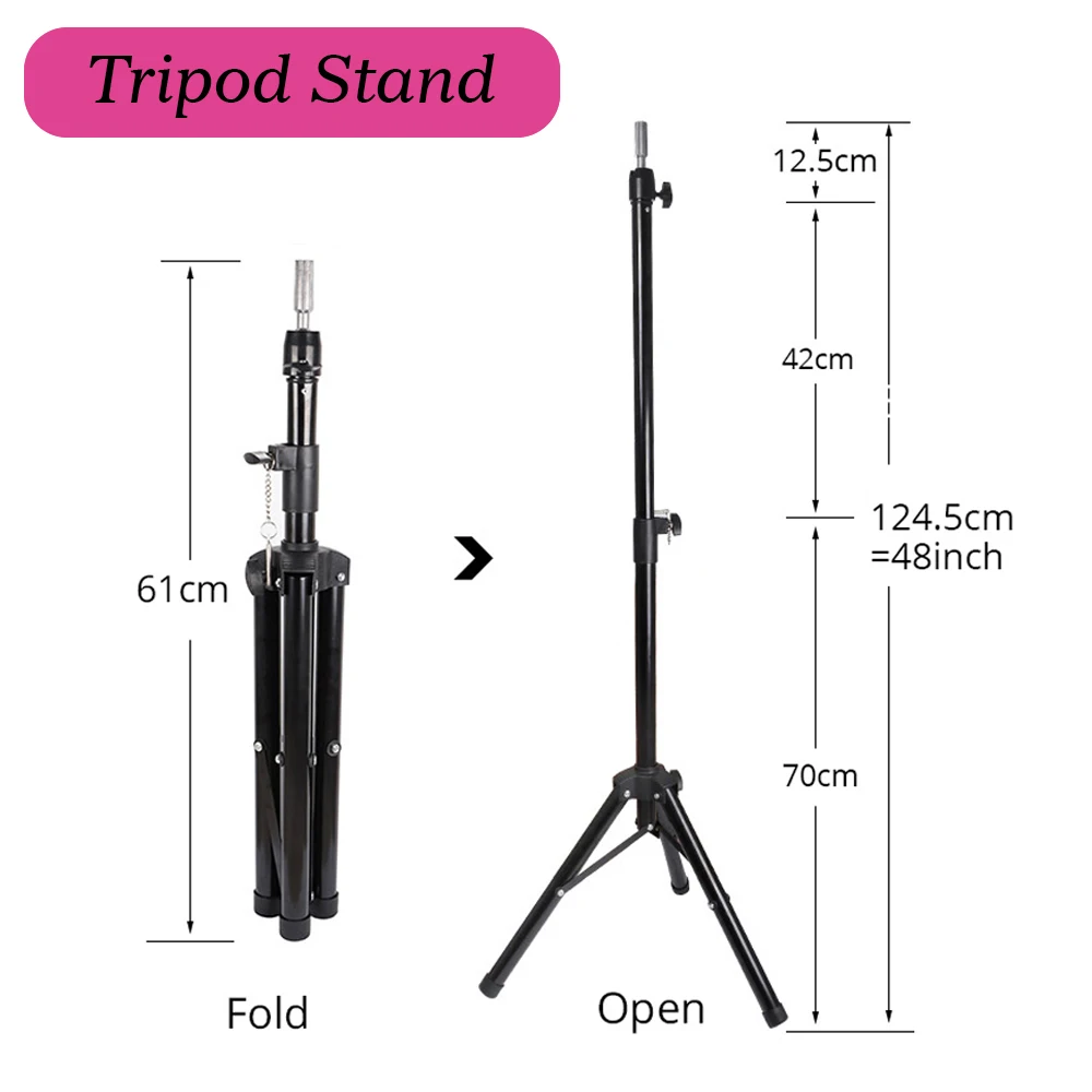Plussign Mannequin Head Tripod Stand Desktop Clamp Stand 21 To 25" Canvas Head Wig Model With Mount Hole For Dly Wig Making image 5
