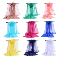 Women Chiffon Silk Scarf Long Thin Scarves Beach Sunscreen Shawl Elegant Fashion Clothing Accessories 160X50cm