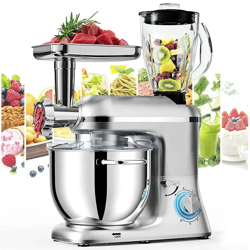 2025 hot sale 3 In 1 Commerical Bakery Food Bread Dough Kneading Stand Mixer With Meat Grinder And Blender
