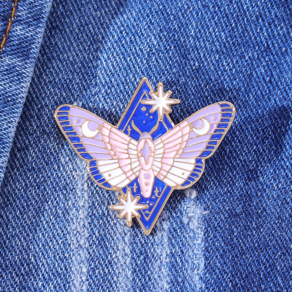 Creative Moon Star Tombstone Butterfly Enamel Pins Pretty Souvenir Collection Brooches Freeshipping