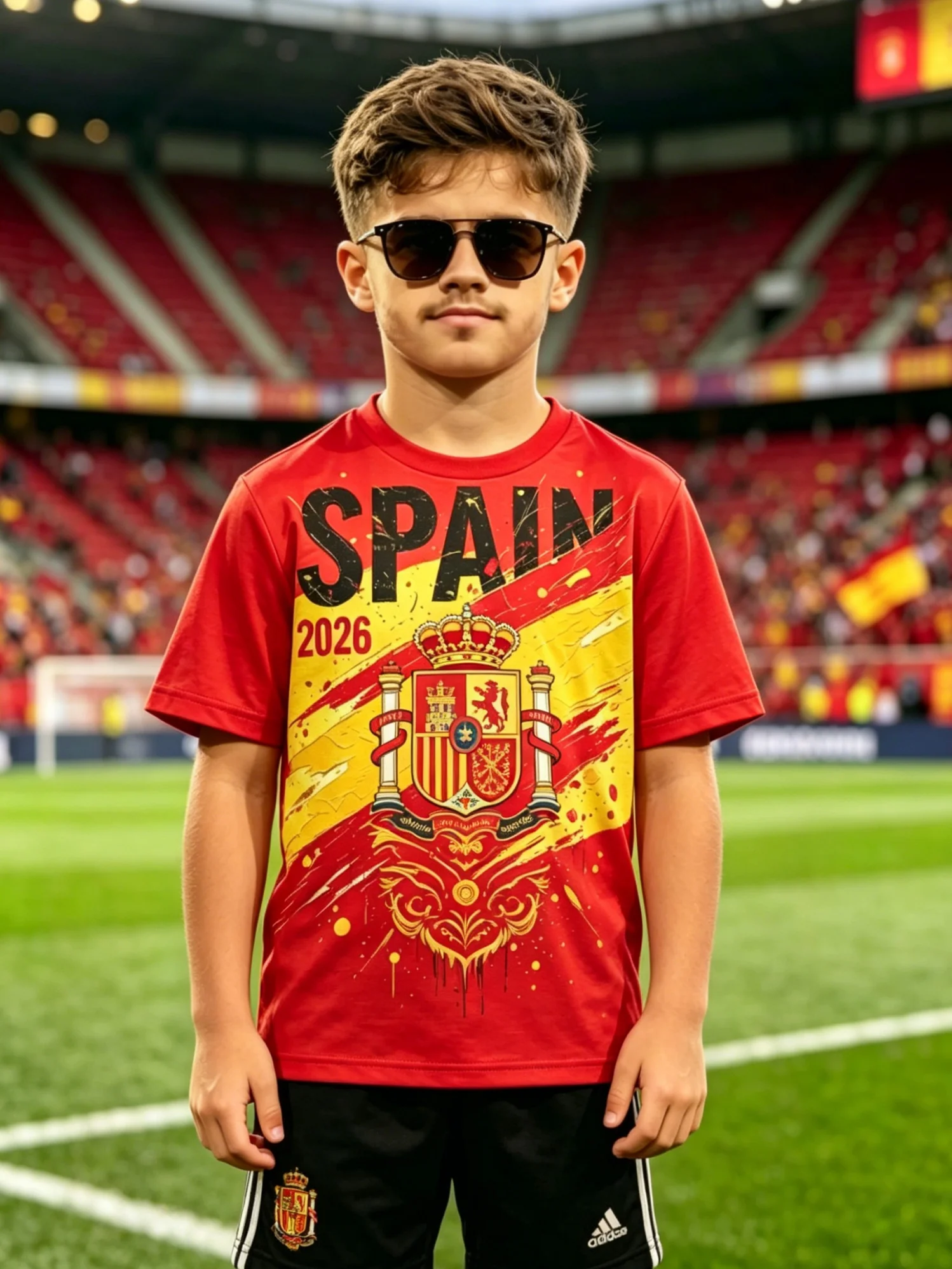 Spain Football Shirt 2026 Children Clothes Girl Top Suitable for Football Matches Training And Daily Casual Wear Family Kids Tee