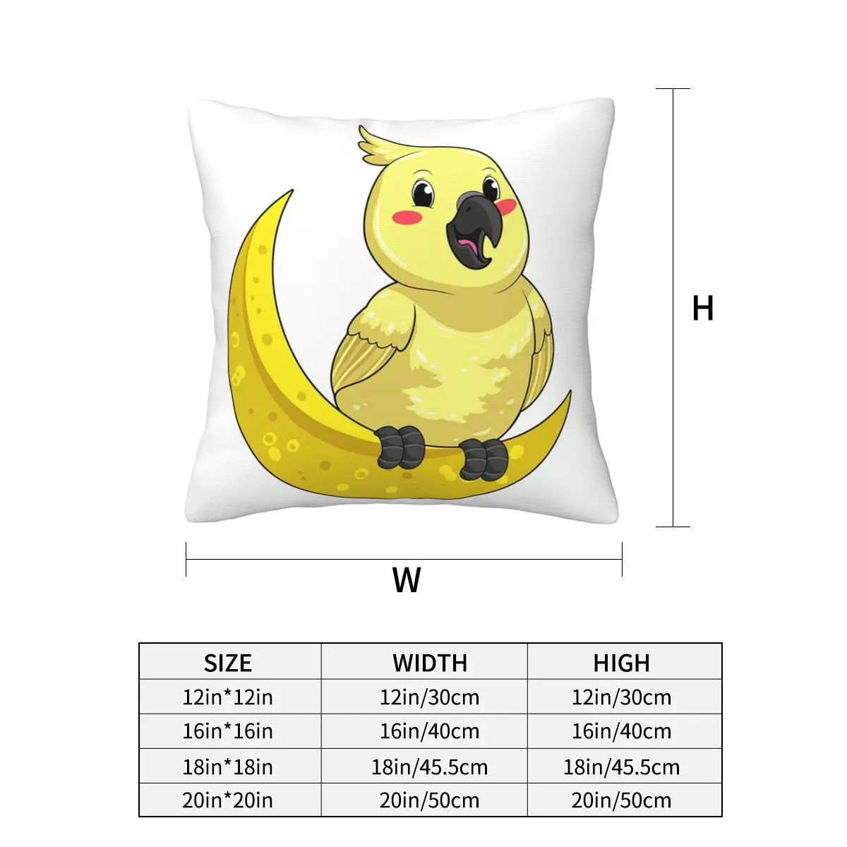Cockatoo Cockatiel Parrot With Moon Square Pillowcase Pillow Cover Cushion Zip Decorative Comfort Throw Pillow for Home Bedroom