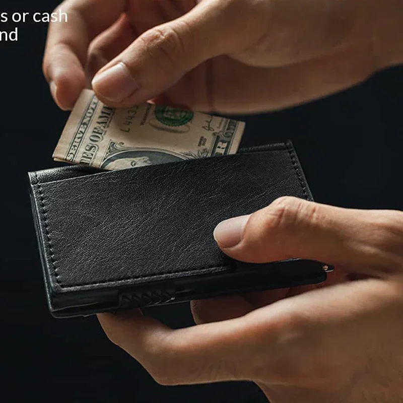 Rfid Microfiber Leather Credit Card Holder Men Wallets Black Slim Bank Cardholder Case Smart minimalistic Wallet Porte Carte