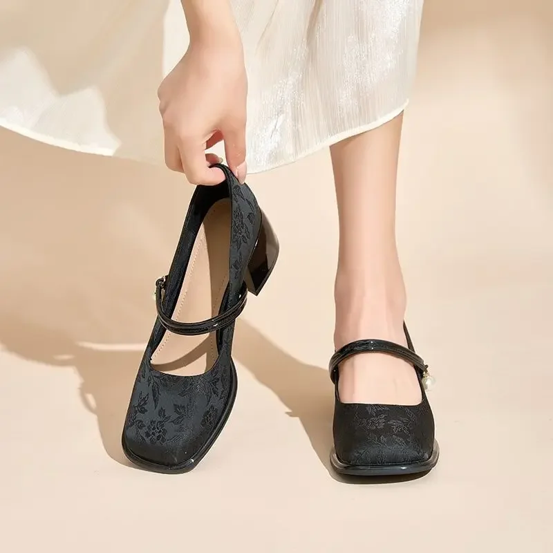 Gothic Square Toe Block Heel Chunky Heels with Medium Woman Pumps Mary Jane Japanese Style Lolita Shoes for Women on Promotion