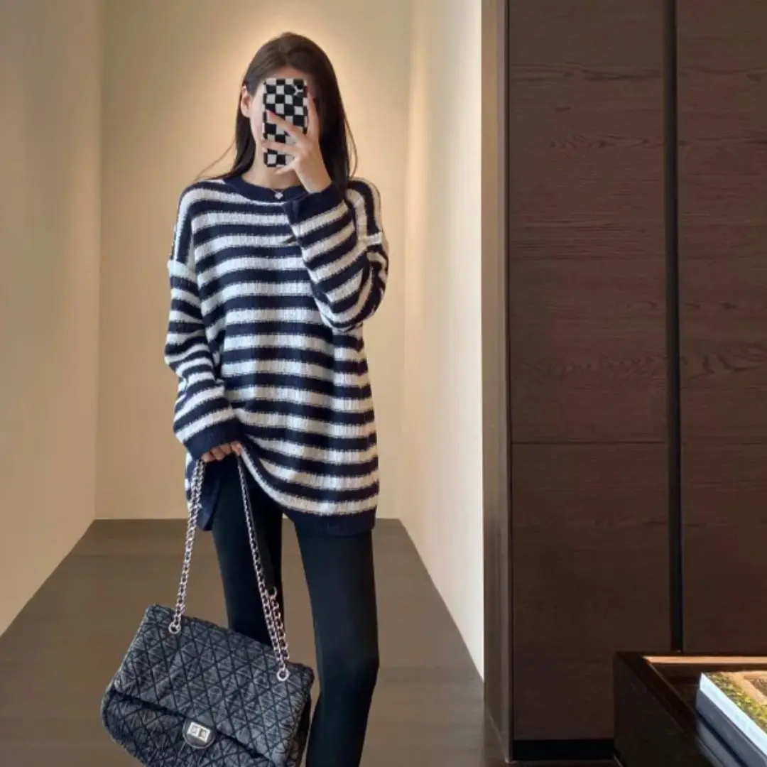 Cozy Women's Wool Striped Oversized Sweater - Autumn Style