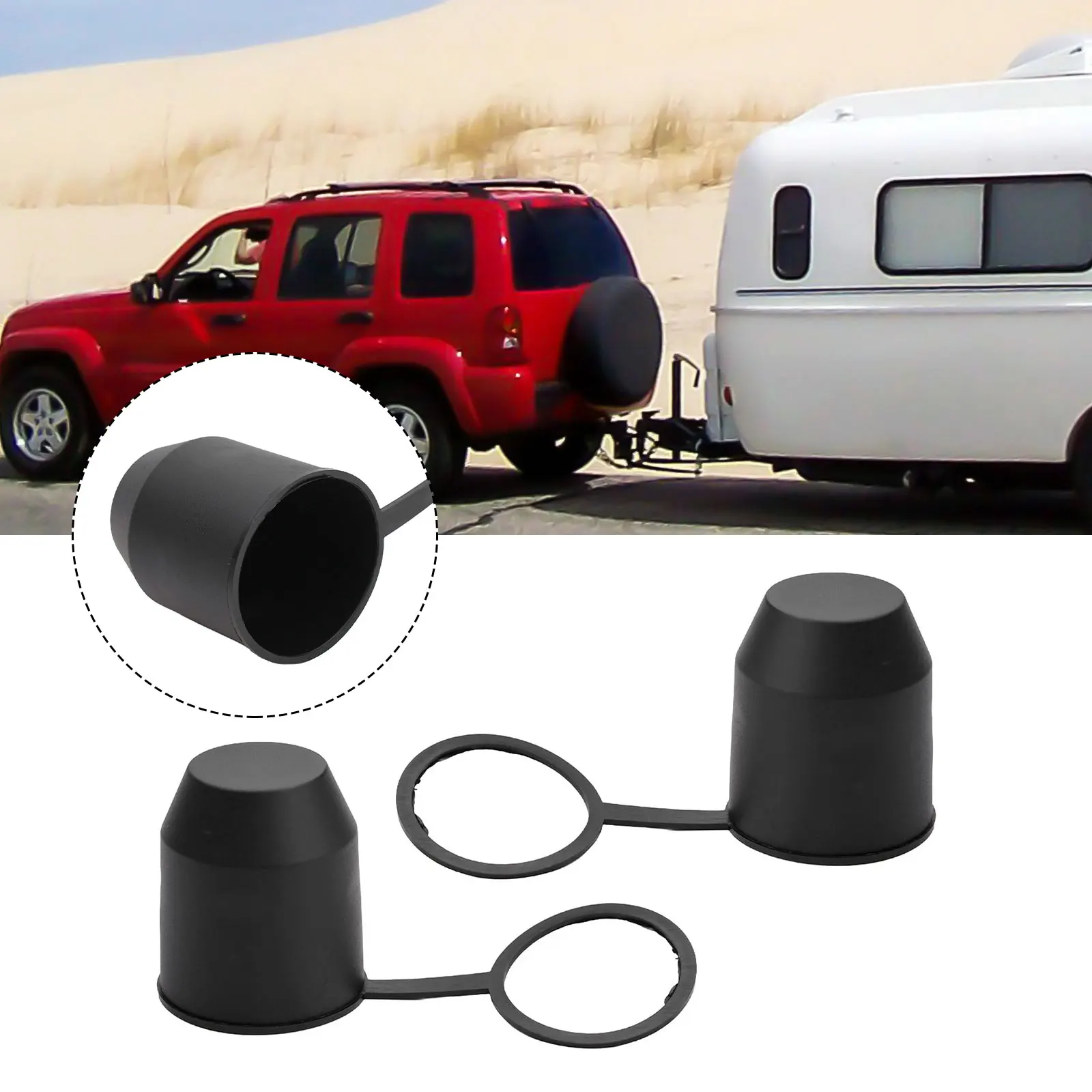 2pcs Auto Tow Bar Ball Cover Cap Towing Hitch Caravan Trailer Ball Cover Towing Tow Bar Hitch Protection For 50mm Ball Heads Cap