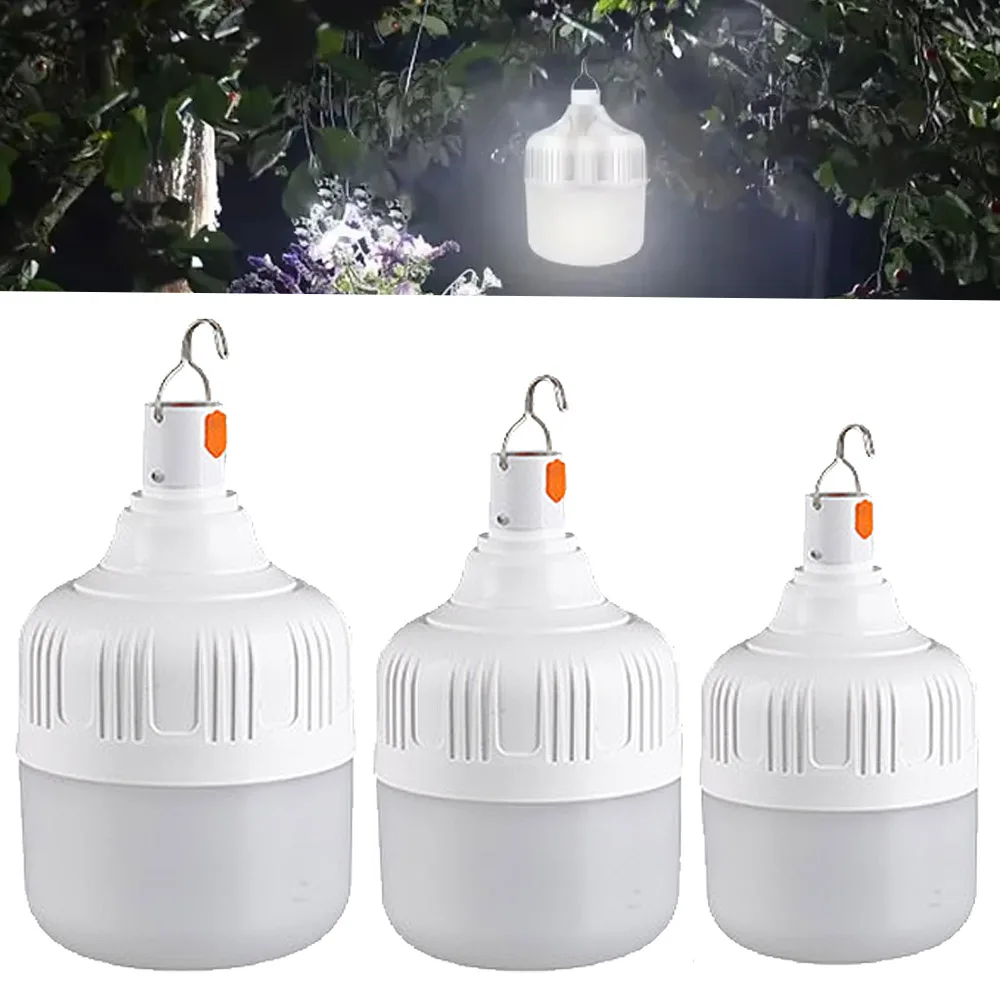 

LED Camping Light 20W 40W 80W Camp Rechargeable Emergency Bulb Lighting Waterproof Energy-saving Bulbs Hanging Work Light Tent