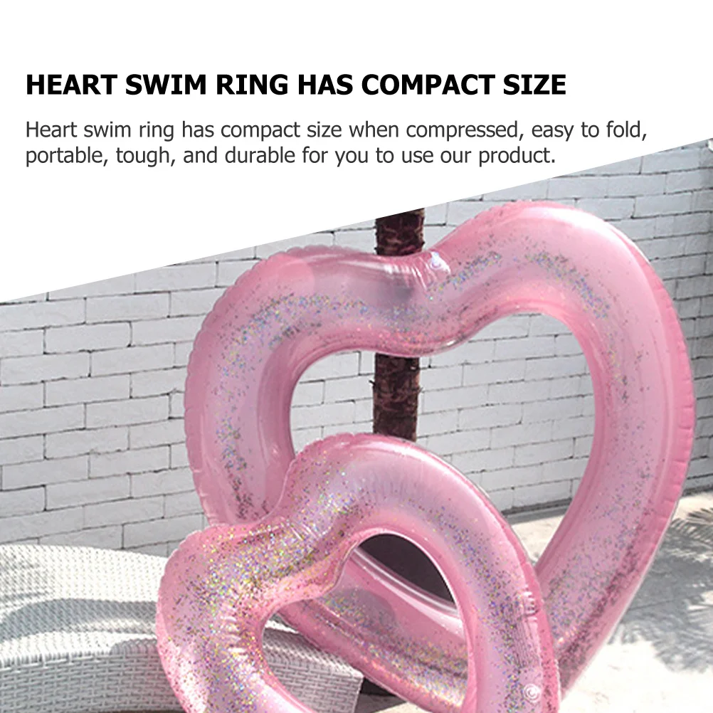 

Inflatable Heart Swim Ring Compact PVC Swimming Pool Ring Wear Resistant Float Tube for Outdoor Summer Beach Swimming