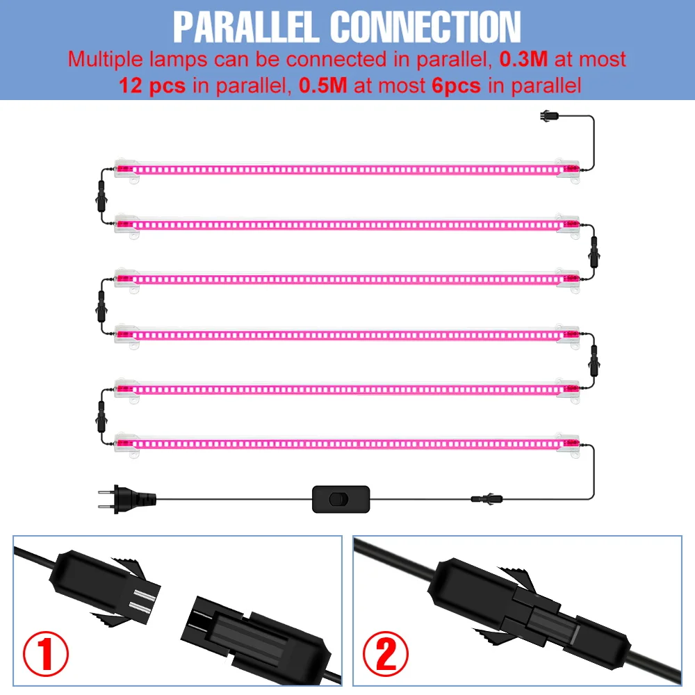 12 رؤساء LED تنمو شرائط مصباح داخلي زهرة الزراعة المائية زراعة مصباح 30/50 سنتيمتر ل بوعاء النباتات العصارية صندوق النمو 220 فولت الاتحاد الأوروبي التوصيل #5