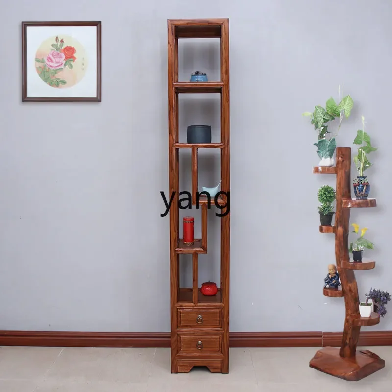 LH living room small shelf ultra-narrow bogu frame solid wood door hall partition cabinet Duobao Pavilion