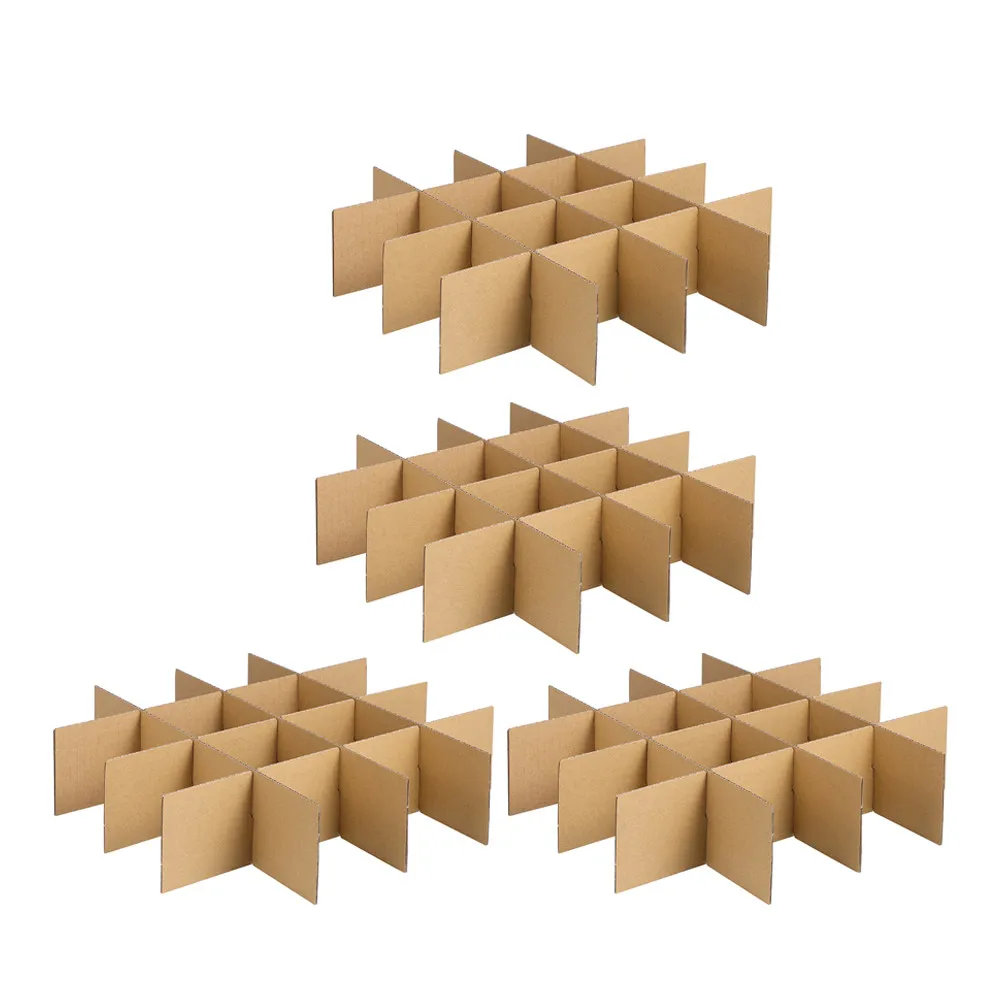 4Sets Shipping Dividers Thickened Corrugated Cardboard 335x335x80mm Sixteen Grid Packing Inserts Shockproof Moving Supplies