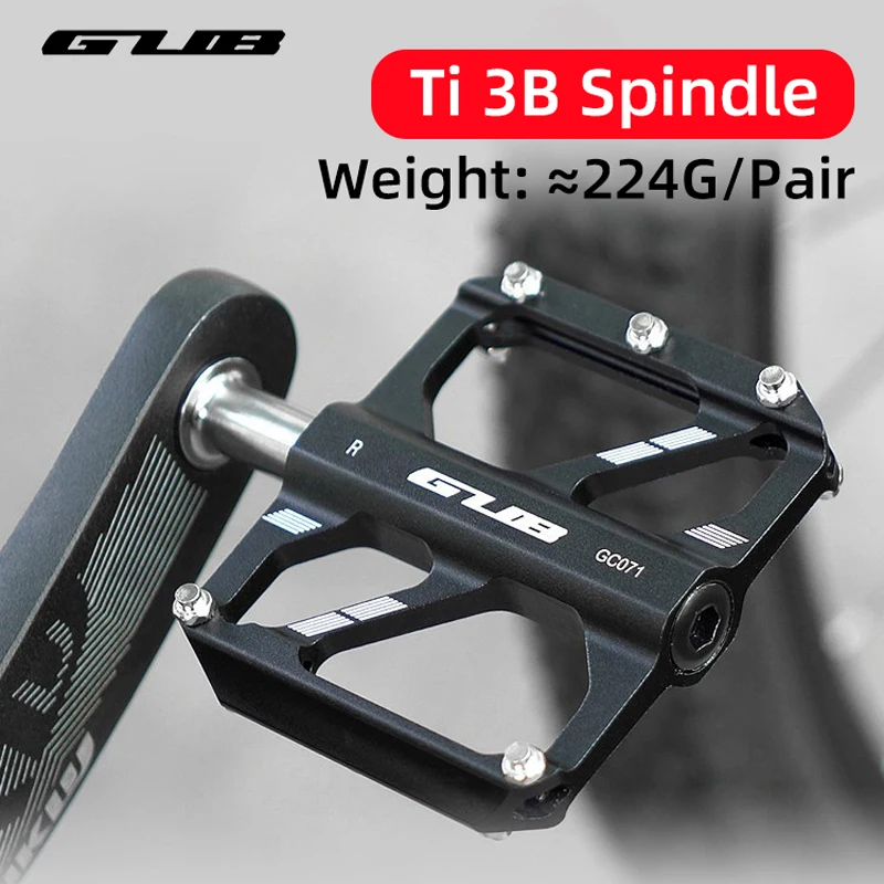 

GUB Bicycle Pedals City Commuter Platform Pedals Titanium Axle with 3 Sealed Bearings Aluminum Alloy Non-Slip Cycling Pedals