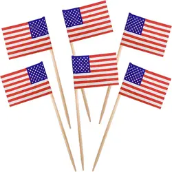 Mini America Toothpick Flags Paper Food Picks USA Cake Toppers Fruit Cocktail Sticks Decoration United States Toothpick Flags