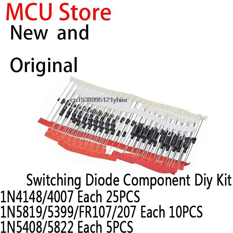 8Values=100PCS 1N5399 1N5408 1N4148 1N4007 1N5819 1N5822 FR107 FR207 Original Switching Diode Component Diy Kit 