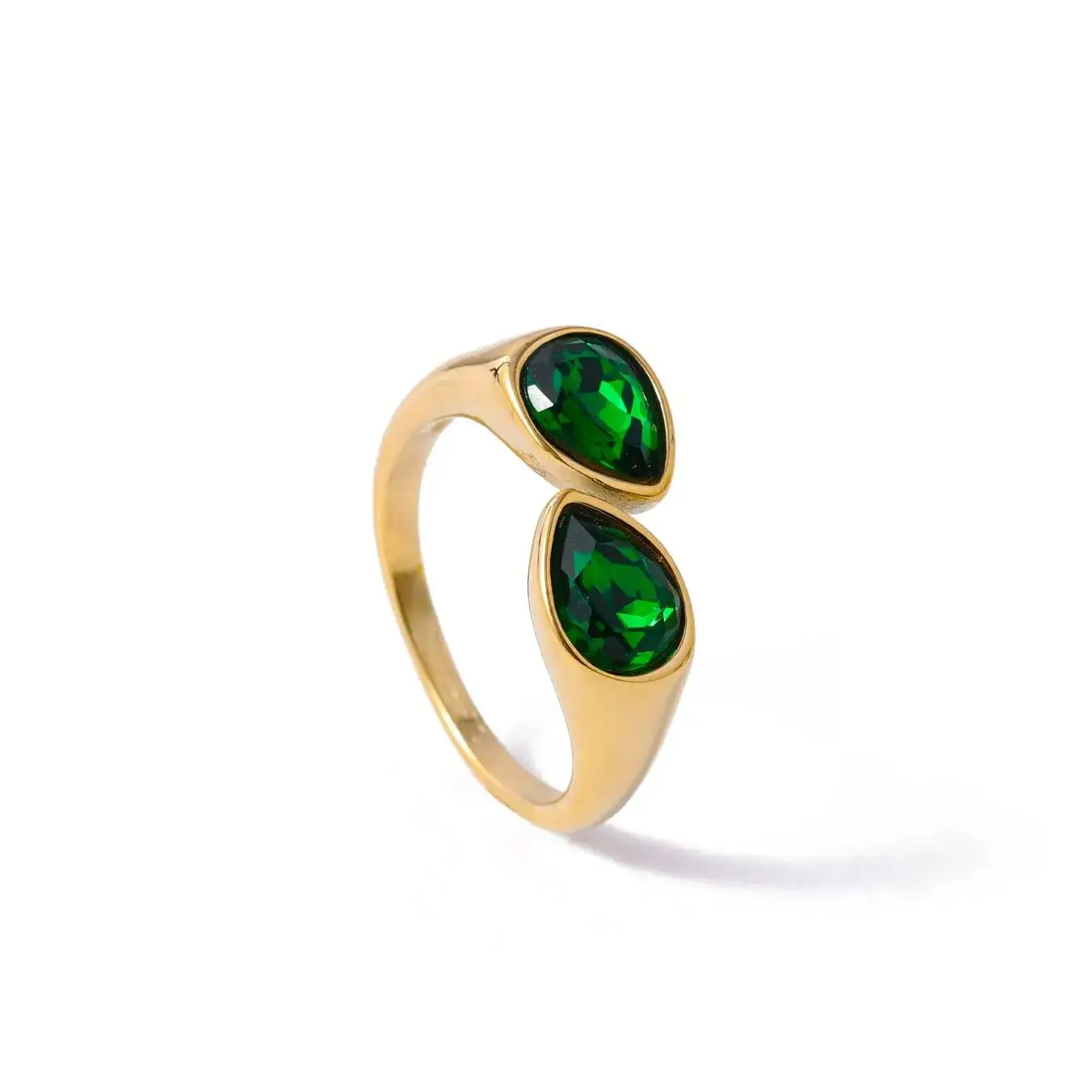 Premium Open-Adjustable Ring - 14K Gold-Plated Stainless Steel with Sparkling Zirconia for Women