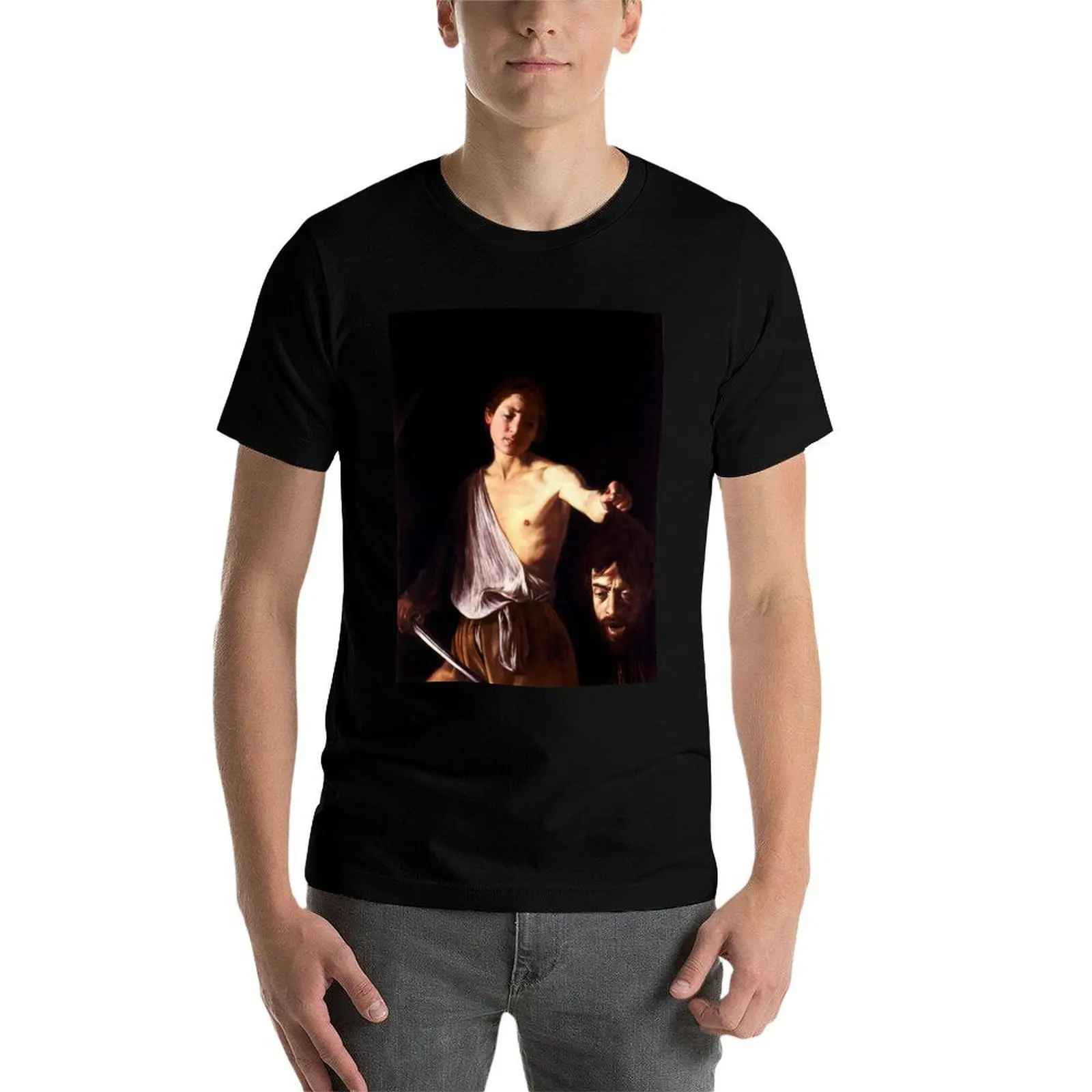تي شيرت كارافاجيو ديفيد عالي الدقة مع رأس جالوت 1610 تي شيرت قطن تي شيرت رجالي 100% تي شيرت #5