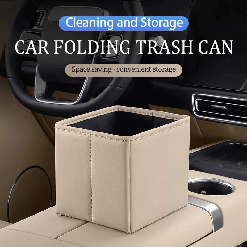 

Car Trash Can Supplies Folding Multifunctional Waterproof Dustbin Cleaning Storage Box Storage Bag Vehicle Leather Interior Tool