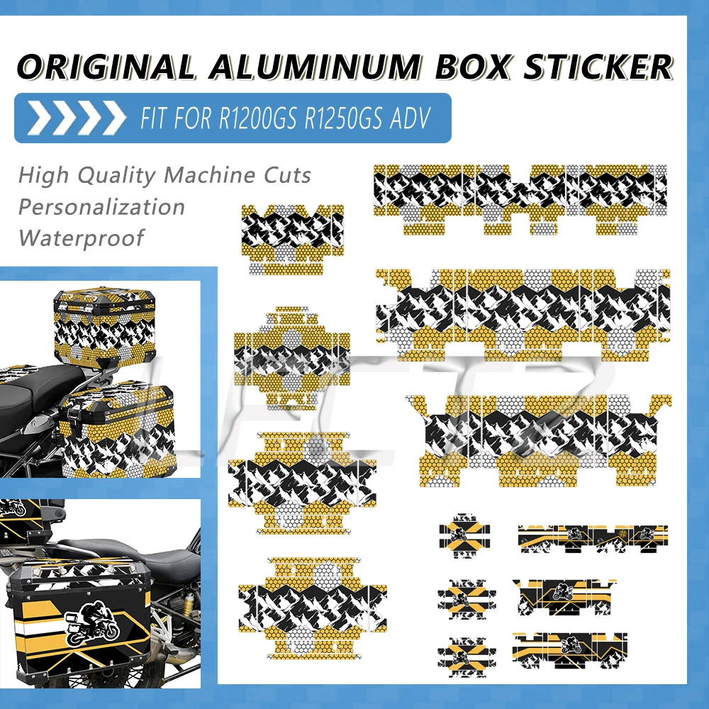 

Fit for R1250GS ADV R1250GSA 2019-2024 R1200GS ADV R 1200 GS 14-23 Motorcycle Aluminum Box Sticker Top Case Panniers Decals Set