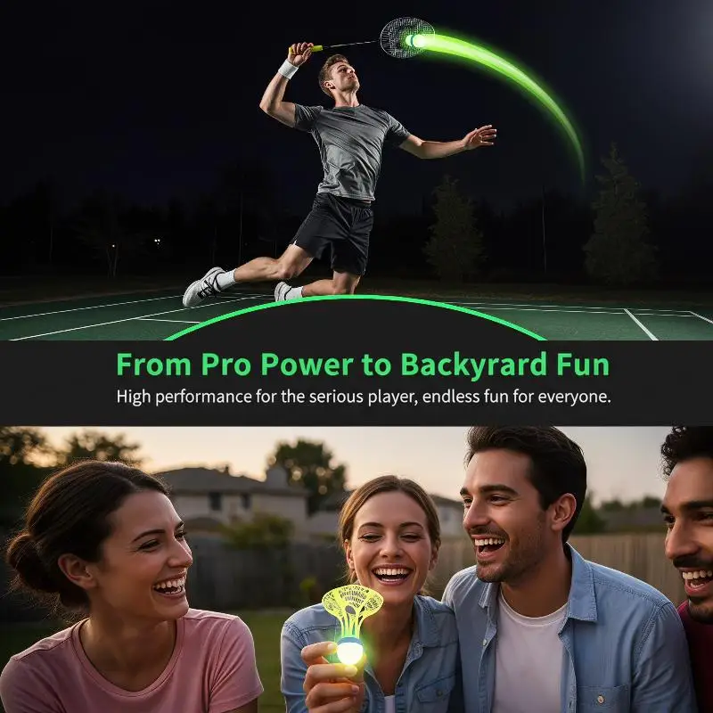 Im Dunkeln leuchtende winddichte Badminton-Federbälle 3/10 Stück Premium-Nylon-Leuchtfederbälle für nächtliche Outdoor-Sportarten – Detail 13