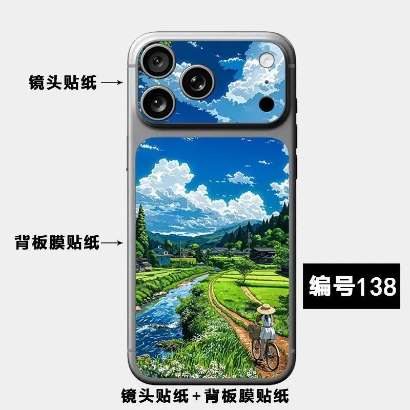 

Набор из 4 наклеек-пленок для задней панели iPhone 17 Pro Max / Apple 17 Pro, мультяшные декоративные наклейки на заднюю панель