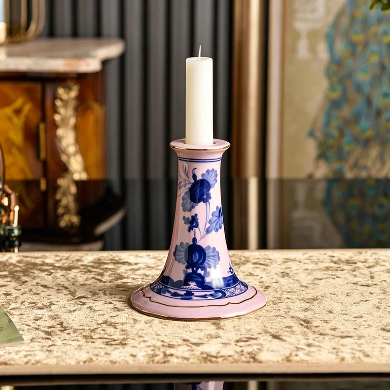 Oriental Series Hand Painted Ceramic Taper Candle Holder Vintage Elegant Table Decor Wedding Home Decor Housewarming Gift Box
